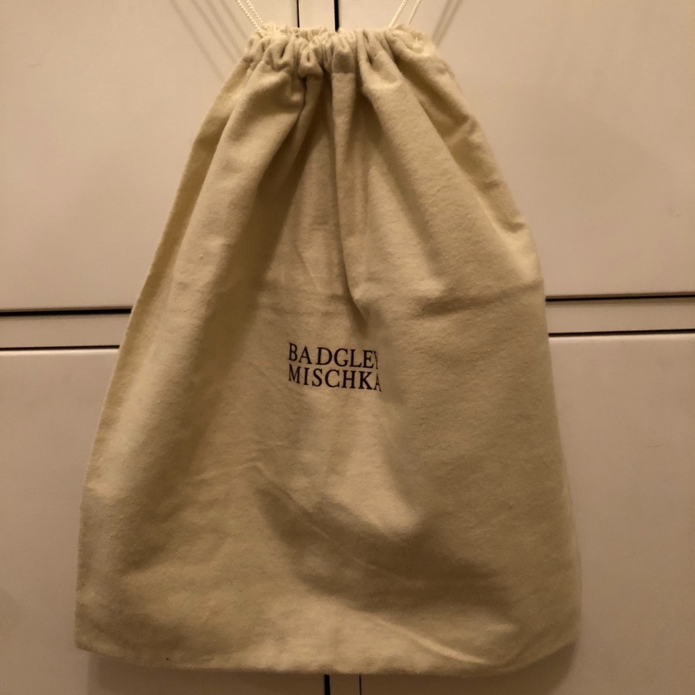Badgley Mischka Cream Flannel Fabric Purse Bag